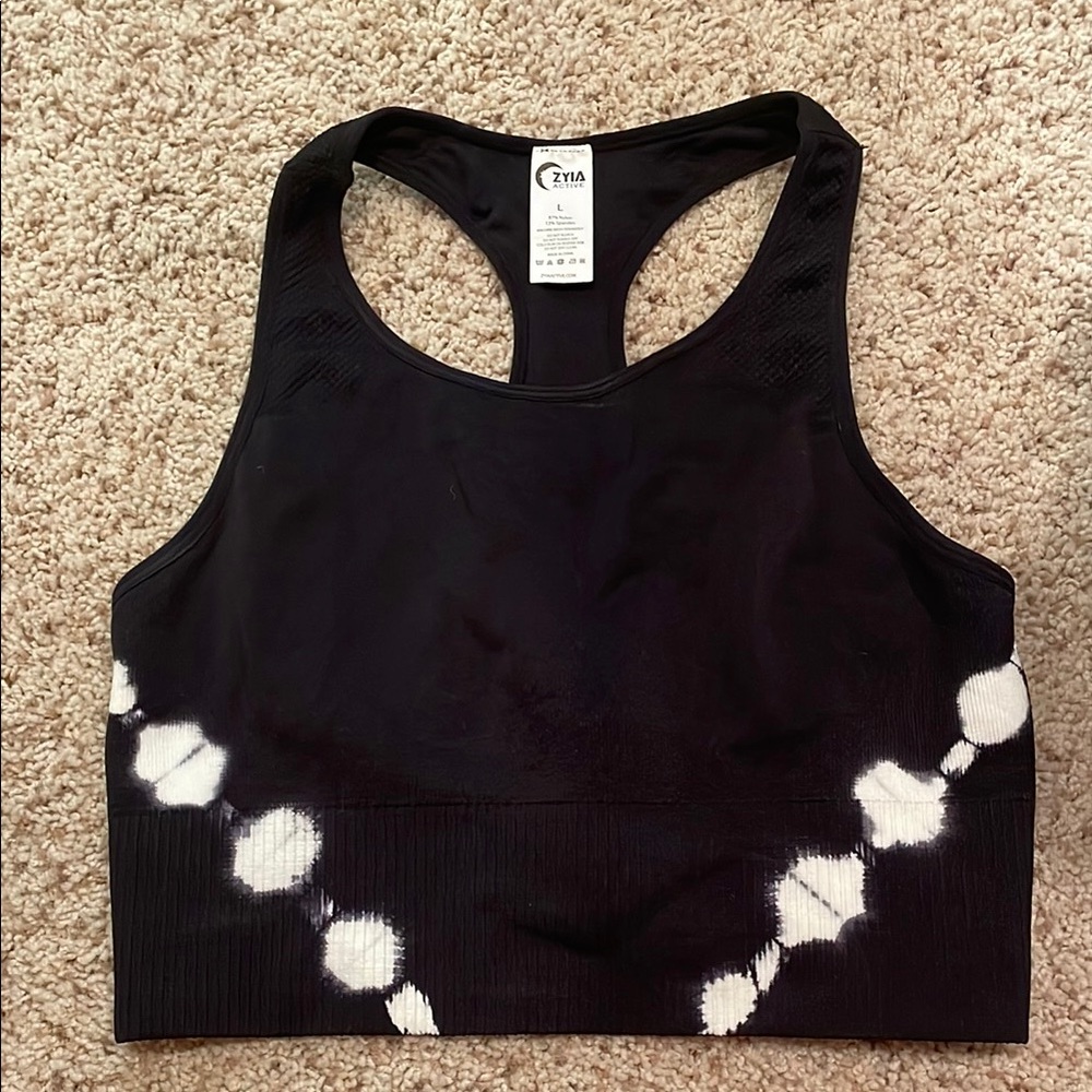 ZYIA Henderix Halter Top - Black and White Sports Bra